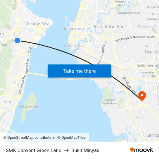 SMK Convent Green Lane to Bukit Minyak map
