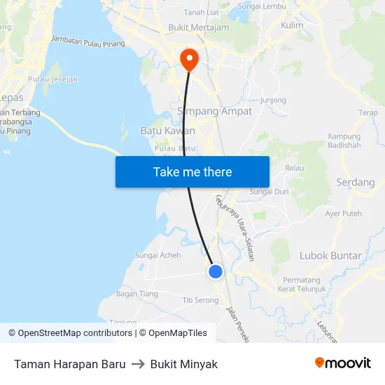 Taman Harapan Baru to Bukit Minyak map