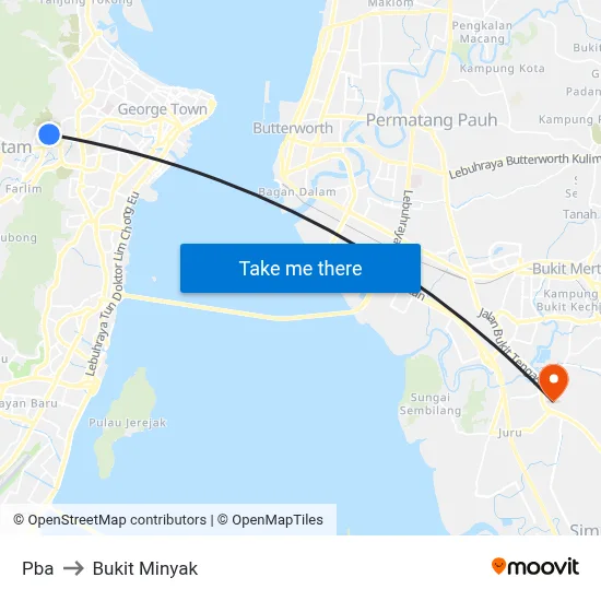 Pba to Bukit Minyak map