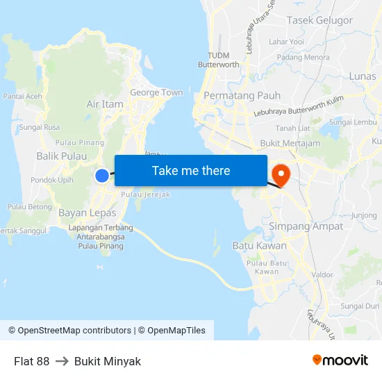 Flat 88 to Bukit Minyak map