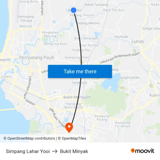 Simpang Lahar Yooi to Bukit Minyak map
