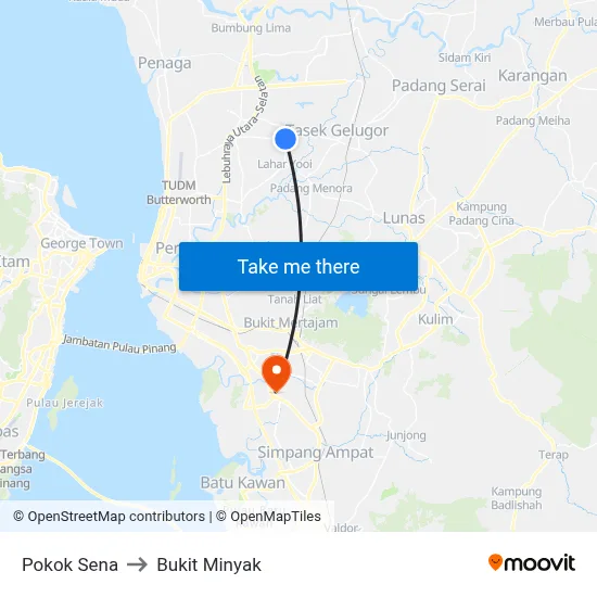 Pokok Sena to Bukit Minyak map