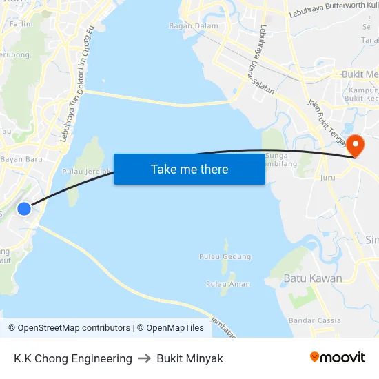 K.K Chong Engineering to Bukit Minyak map