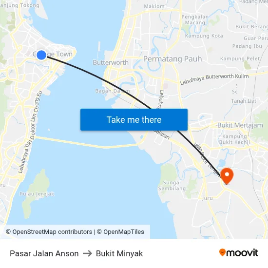 Pasar Jalan Anson to Bukit Minyak map