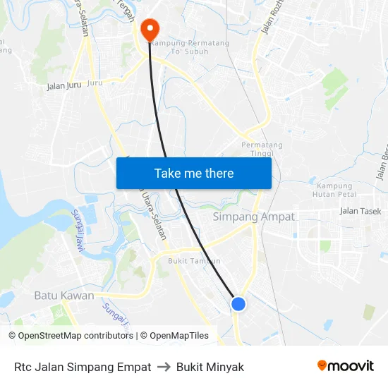 Rtc Jalan Simpang Empat to Bukit Minyak map
