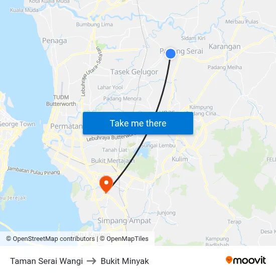 Taman Serai Wangi to Bukit Minyak map