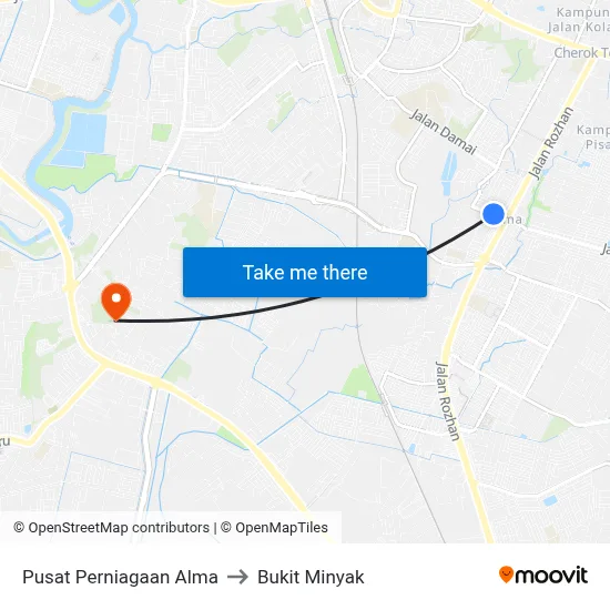 Pusat Perniagaan Alma to Bukit Minyak map