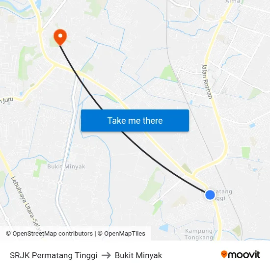 SRJK Permatang Tinggi to Bukit Minyak map