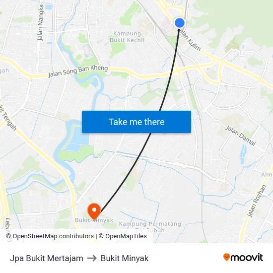 Jpa Bukit Mertajam to Bukit Minyak map