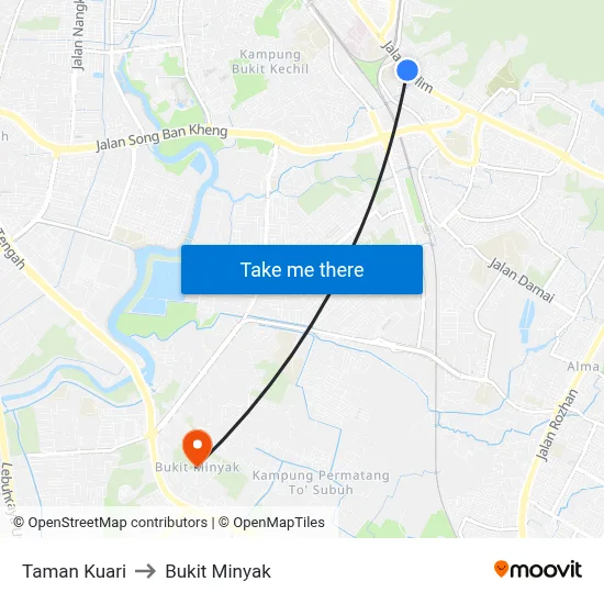 Taman Kuari to Bukit Minyak map