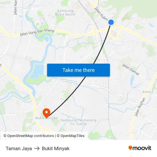 Taman Jaya to Bukit Minyak map