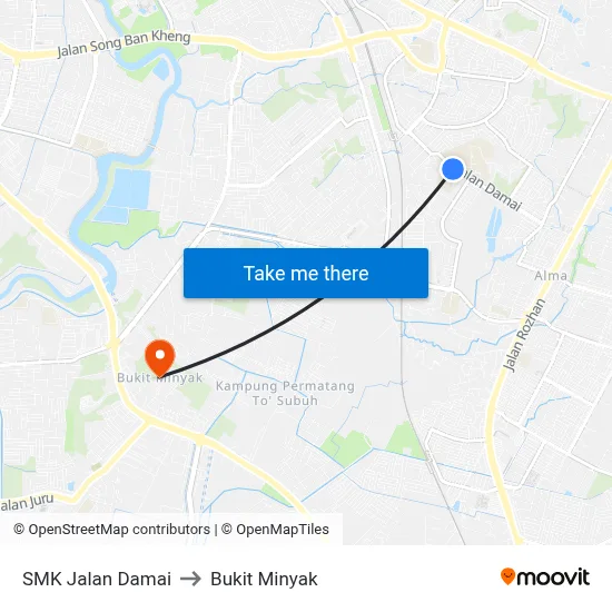 SMK Jalan Damai to Bukit Minyak map