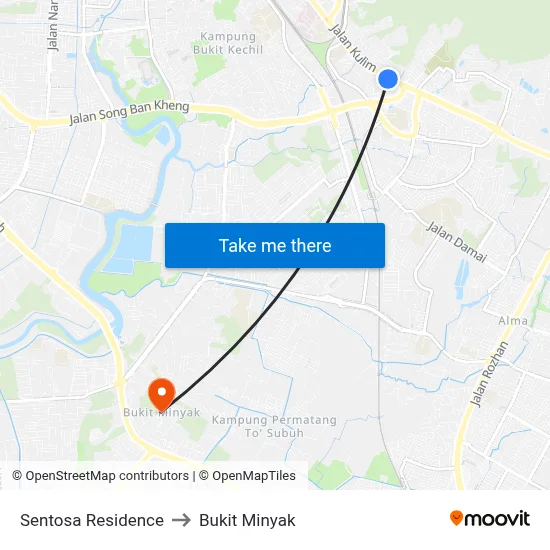 Sentosa Residence to Bukit Minyak map