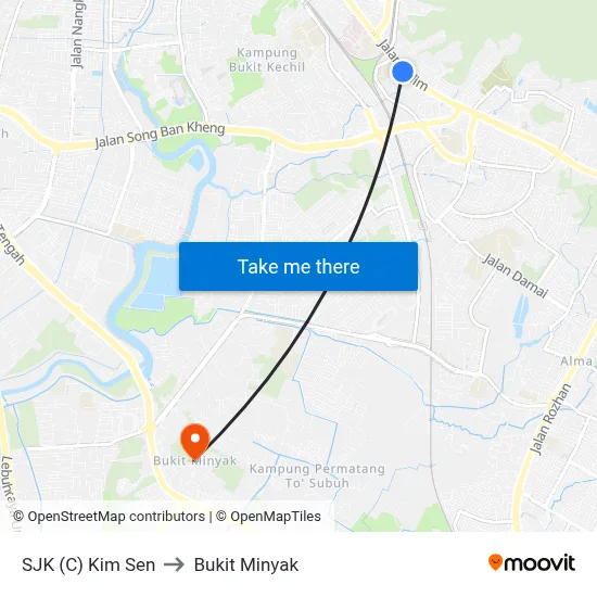 SJK (C) Kim Sen to Bukit Minyak map