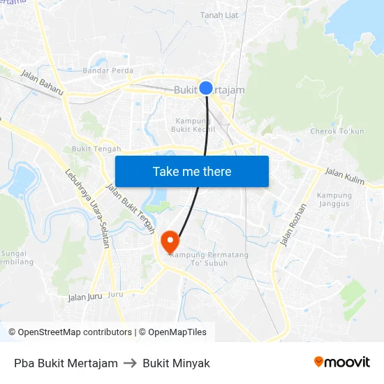 Pba Bukit Mertajam to Bukit Minyak map