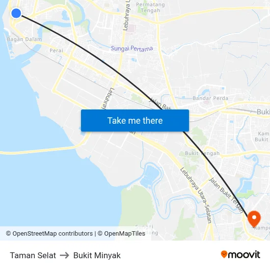 Taman Selat to Bukit Minyak map