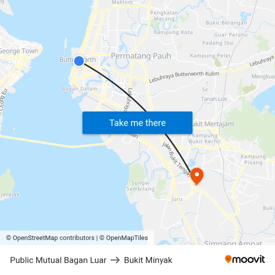 Public Mutual Bagan Luar to Bukit Minyak map