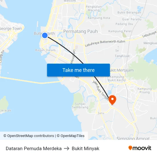 Dataran Pemuda Merdeka to Bukit Minyak map