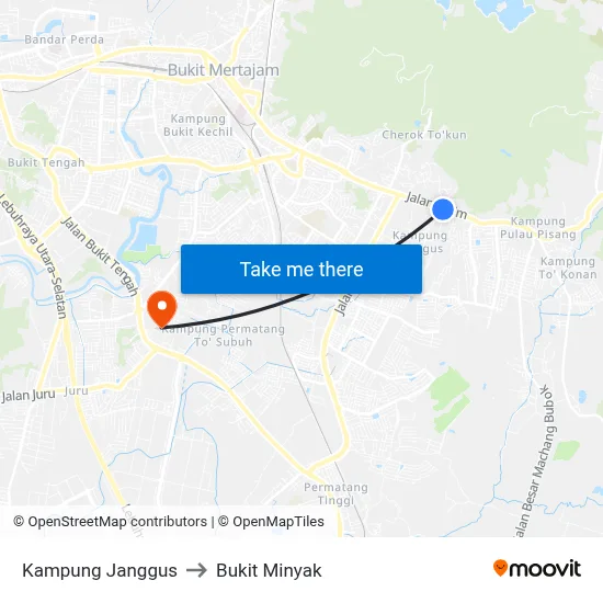 Kampung Janggus to Bukit Minyak map
