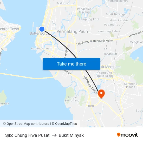Sjkc Chung Hwa Pusat to Bukit Minyak map