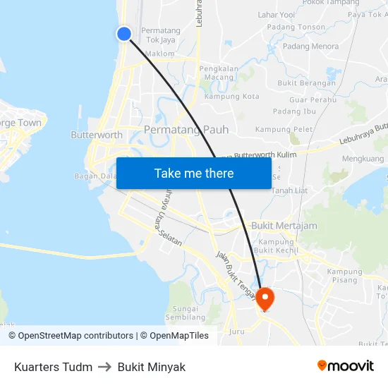 Kuarters Tudm to Bukit Minyak map