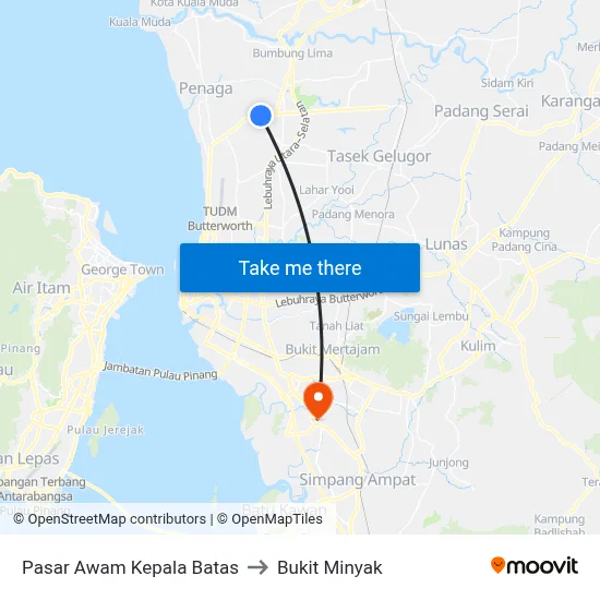 Pasar Awam Kepala Batas to Bukit Minyak map