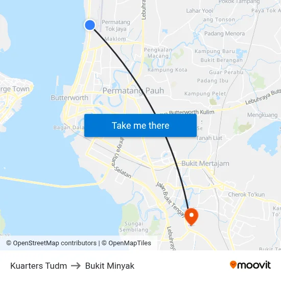 Kuarters Tudm to Bukit Minyak map