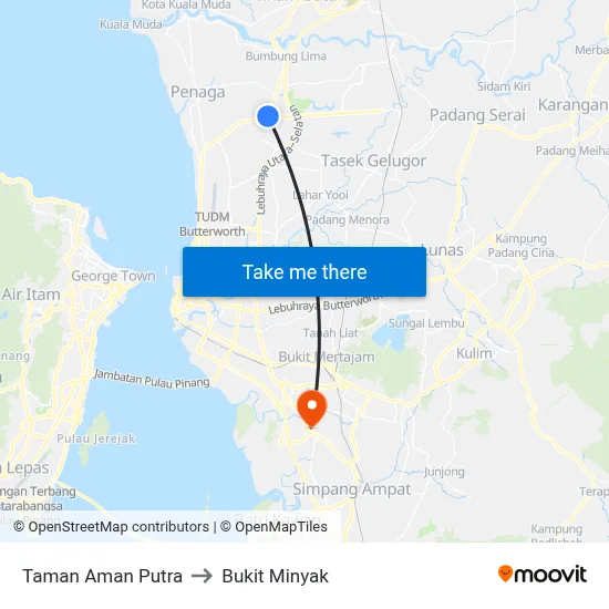 Taman Aman Putra to Bukit Minyak map
