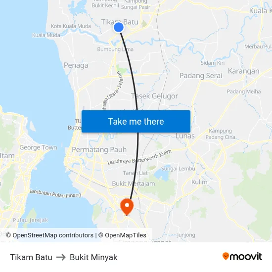 Tikam Batu to Bukit Minyak map