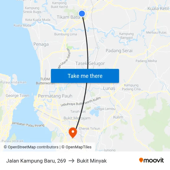 Jalan Kampung Baru, 269 to Bukit Minyak map