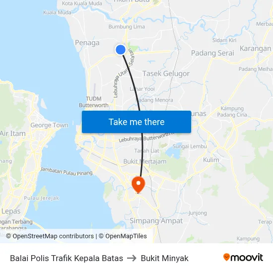 Balai Polis Trafik Kepala Batas to Bukit Minyak map