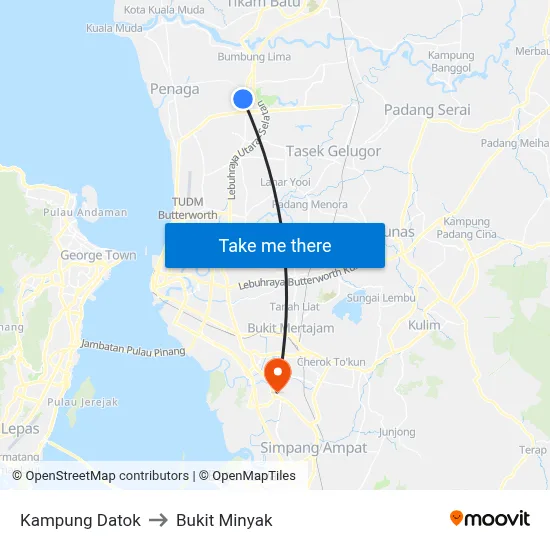 Kampung Datok to Bukit Minyak map