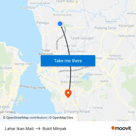 Lahar Ikan Mati to Bukit Minyak map