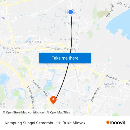 Kampung Sungai Semambu to Bukit Minyak map