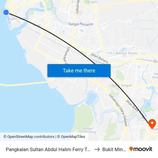 Pangkalan Sultan Abdul Halim Ferry Terminal to Bukit Minyak map