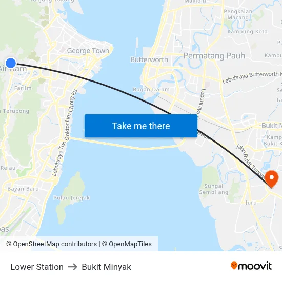 Lower Station to Bukit Minyak map