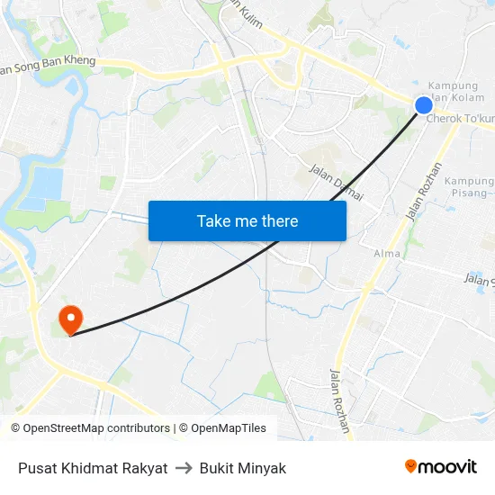 Pusat Khidmat Rakyat to Bukit Minyak map