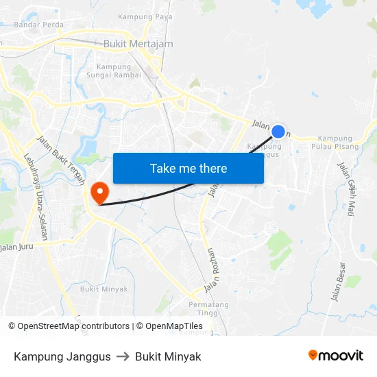 Kampung Janggus to Bukit Minyak map