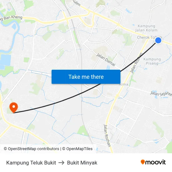 Kampung Teluk Bukit to Bukit Minyak map