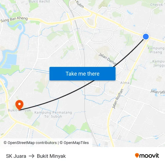 SK Juara to Bukit Minyak map