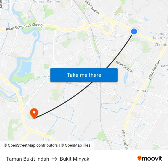 Taman Bukit Indah to Bukit Minyak map