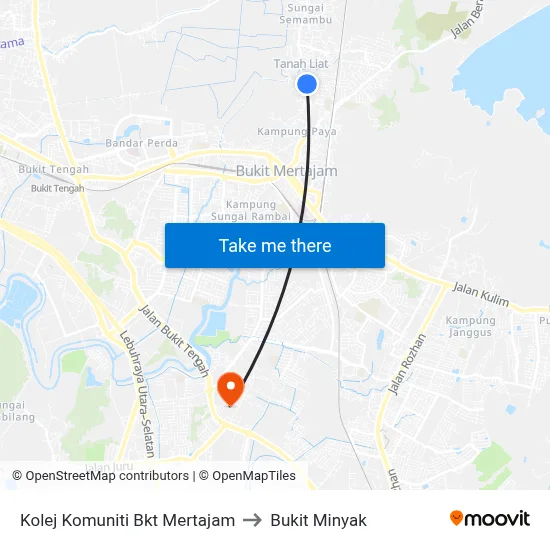 Kolej Komuniti Bkt Mertajam to Bukit Minyak map
