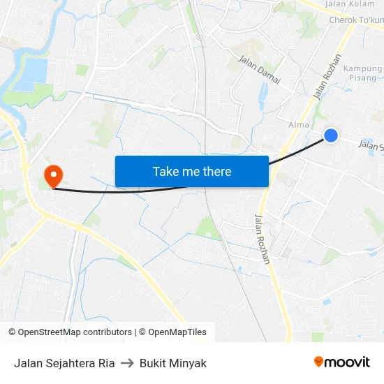 Jalan Sejahtera Ria to Bukit Minyak map