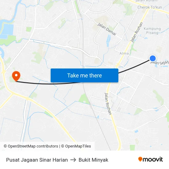 Pusat Jagaan Sinar Harian to Bukit Minyak map