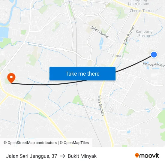 Jalan Seri Janggus, 37 to Bukit Minyak map