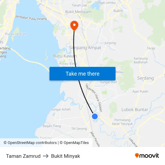 Taman Zamrud to Bukit Minyak map