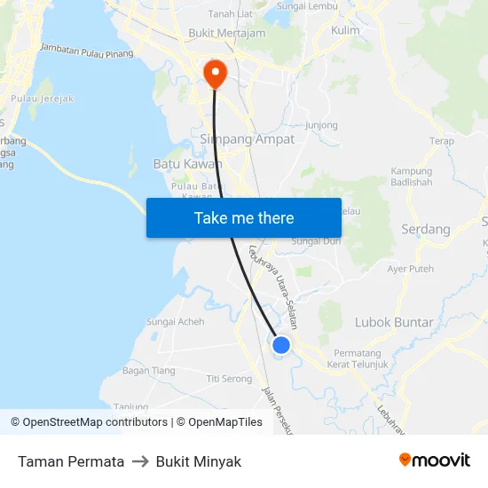 Taman Permata to Bukit Minyak map