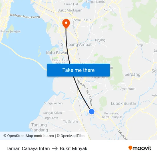 Taman Cahaya Intan to Bukit Minyak map