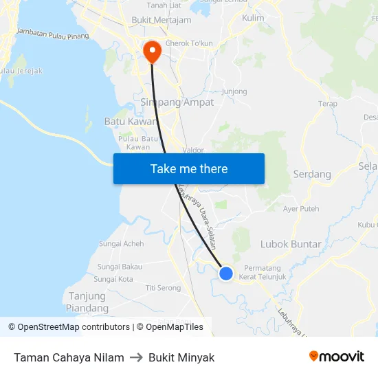 Taman Cahaya Nilam to Bukit Minyak map