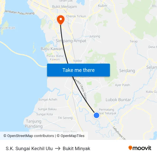 S.K. Sungai Kechil Ulu to Bukit Minyak map